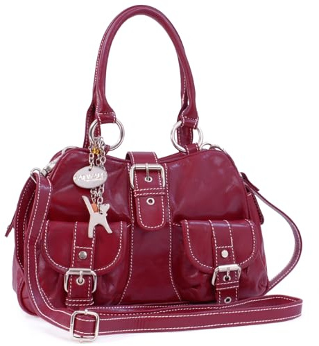 Catwalk Collection Handbags - Damen Leder Henkeltasche - Umhängetasche/Handtasche Mittelgroß - Verstellbarer Abnehmbarer Gurt - Faith