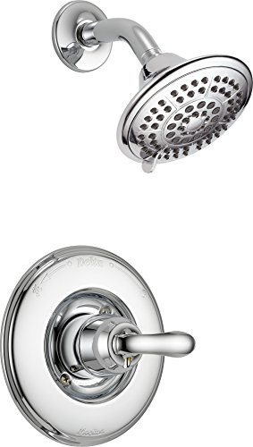 Delta Faucet Linden 14 Series Single-Function Shower Faucet Set, 5-Spray Touch-Clean Shower Head, Chrome Shower Faucet, Delta Shower Trim Kit, Chrome T14294 (Valve Not Included)