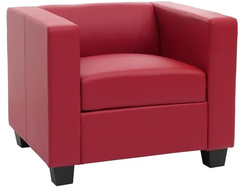 Mendler Sessel Loungesessel Lille - Leder, rot