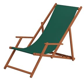Liegestuhl Sonnenliege grün Gartenliege Holz Deckchair Strandstuhl Massivholz Gartenmöbel 10-304