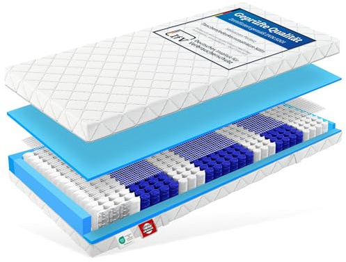 Matratzen Perfekt Taschenfederkern Matratze Köln 140x200 cm H5 sehr hart 7 Zonen 20 cm hoch orthopädisch waschbarer Bezug 60°C allergikerfreundlich