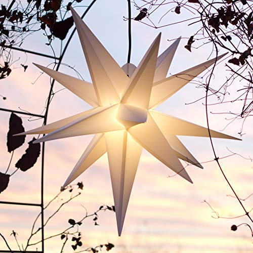 Außenstern Stern Adventsstern Weiss - ca. 55 cm Weihnachtsstern, Faltstern - hochwertige Verarbeitung, auswechselbares Leuchtmittel Glühbirne 15 Watt, kein störanfälliger Trafo nötig!