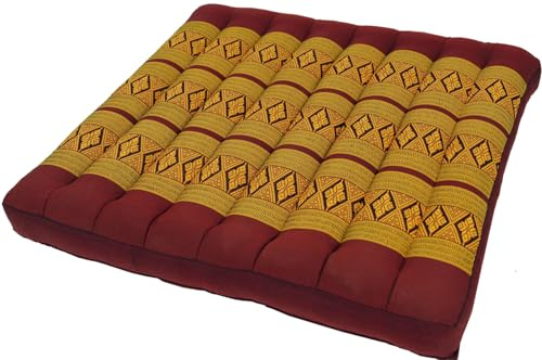 Guru-Shop Cuscino di Seduta, Cuscino da Pavimento, Tappetino da PavimentoThai, in Kapok, 50x50 cm - Rosso Vino, Sedile - Cuscini a Terra