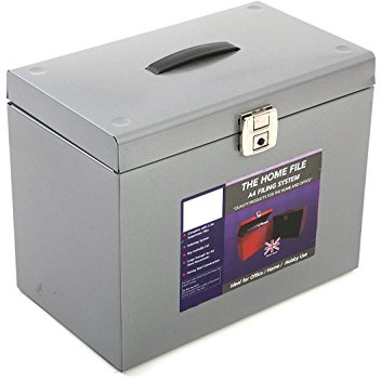 Pierre Henry Metall Archiv-Box mit 5 Hängeakten, Registerkarten und Einsätzen, A4, 37 x 22 x 29 cm, silber