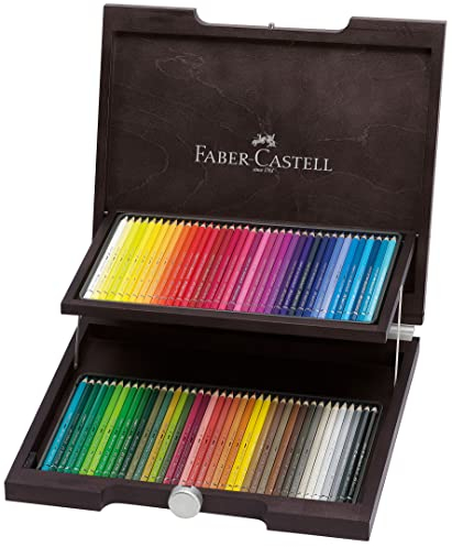 Faber-Castell 117572 Albrecht Dürer Aquarellstifte, Holzkasten mit 72 Aquarell Stiften mit dicken 3,8-mm-Minen, Holzstifte mit wasserlöslichen Pigmenten