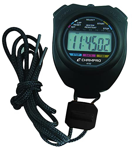 CHAMPRO Water Resistant Stop Watch, Black (A152)