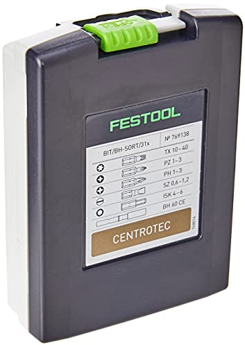 Festool Bitkassette BIT/BH-SORT/31x (mit Magnet-Bithalter, LS 4,5, LS 5,5, LS 6,5, HEX 4, HEX 5, HEX 6, Bit TX 10, TX 15, TX 20, TX 25, TX 30, TX 40, PH 1, PH 2, PH 3, PZ 1, PZ 2, PZ 3)