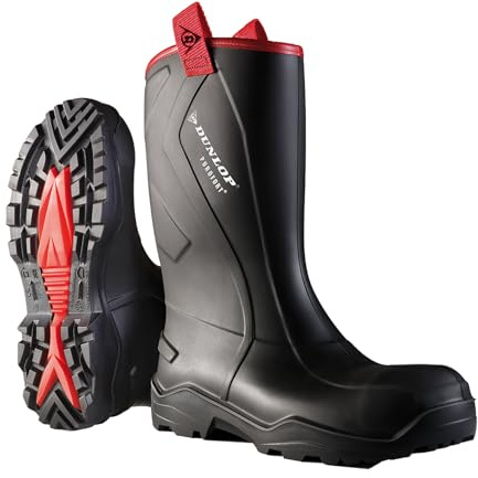 DUNLOP Protective Footwear, C762043.CH, Purofort+ Rugged Full Safety,Nere/Rouge, Taglia 42 EU