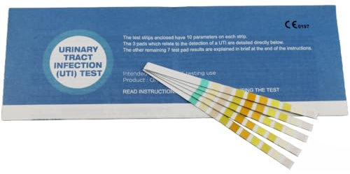 10 x Urine Infection Test Strips UTI Testing Sticks, Nitrite, Leukocytes and Blood (2 Packs of 5 Test Strips)