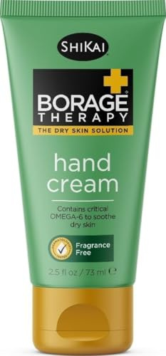 ShiKai Borage Therapy Hand Cream (2.5 oz) | Fragrance Free Moisturizer for Hands & Body | Fast Relief Lotion for Dry Skin | With Oatmeal & Shea