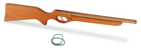 BestSaller 1221 Flinte Gewehr aus Holz mit Funktion (schießt Gummis), 63 cm, Natur (1 Stück)