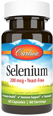 Carlson - Selenium, 200 mcg Yeast-Free, Prostate Health & Immune Support, Antioxidant, 60 Capsules