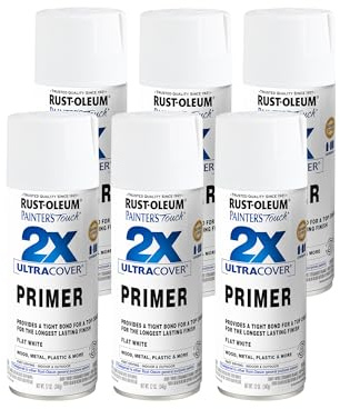 Rust-Oleum 334019-6PK Painter's Touch 2X Ultra Cover Spray Primer, 12 oz, Flat White, 6 Pack