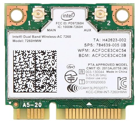 Intel Dual Band Wireless-AC 7260 WiFi Bluetooth Half Mini Card