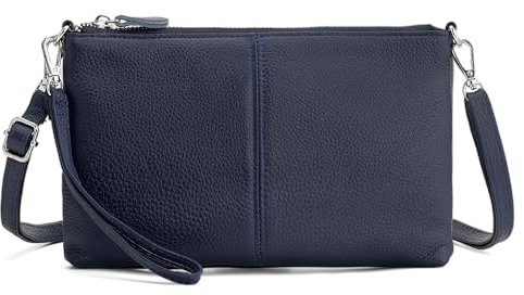 befen® Women's [Soft-Feel Genuine Leather] Smartphone Leather Wristlet Crossbody Wallet Clutch with Crossbody strap/Wrist Strap-for Smartphone up to 5.5 Inch-Sapphire blue