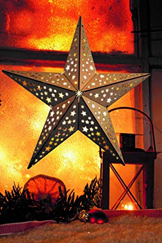 LED Stern aus Holz | mit 10 LED´s beleuchtet | kabellos | inkl. Fernbedienung | 40cm | Fensterstern | Holzstern | Weihnachtsdekoration | Adventsstern (40cm Sternoptik)