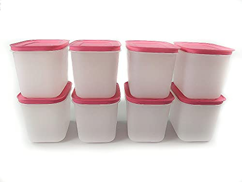 TUPPERWARE Gefrier-Behälter (8) 1,1 L pink-weiß Eis-Kristall Gefrier Eiskristall