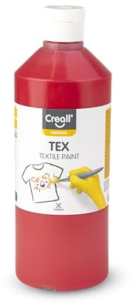 Creall Textil- & Stoffmalfarbe | Rot 500 ml | Waschmaschinenfest nach Fixierung | Für T-Shirts, Jeans, Schuhe, Stofftaschen, Möbel & Autoinnenraum/Dachhimmel