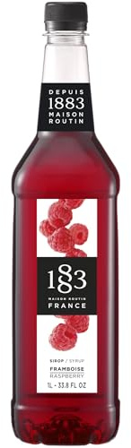1883 Maison Routin Premium Raspberry Syrup Made with Pure Cane Sugar & Real Fruit Juice for Cocktails, Mocktails, Iced Tea and Baking, Vegan-Friendly, Natural Flavours - 1L Glass Bottle
