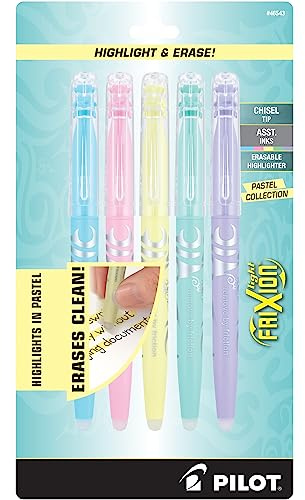 PILOT FriXion Erasable Highlighters, Chisel Tip, Assorted Color Inks, 5pk