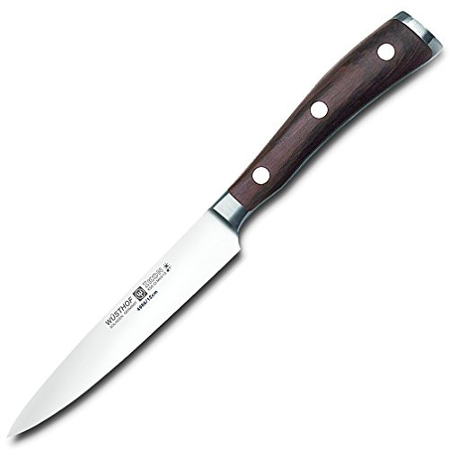 Wüsthof Gemüsemesser, Ikon (4986/12), spitze 12 cm Klinge, geschmiedeter Doppelkropf, Edelstahl, Grenadill-Holzgriff, extrem scharfes Küchenmesser