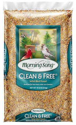 Morning Song Clean & Free Shell Free Wild Bird Food, Premium No Mess Bird Seed for Outside Feeders, 10-Pound Bag