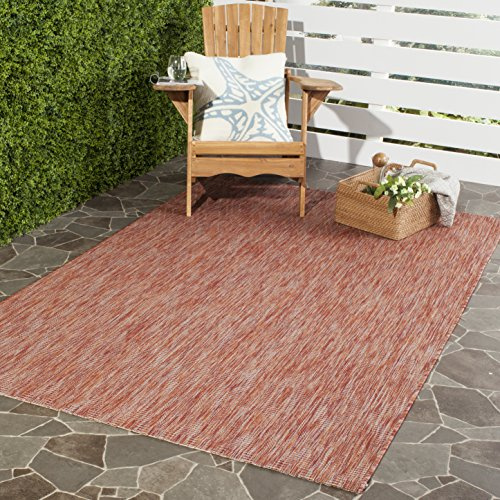 Safavieh Alfombra Contemporáneas para Sala de Estar, Comedor, Dormitorio - Courtyard Collection, Pelo Corto, Rojo y Rojo, 160 X 231 cm