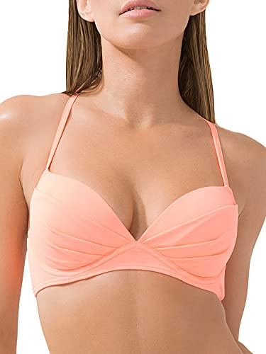Smart & Sexy Women's Standard Swim Convertible Push-Up Bikini Top Swimwear Secret Line, Peach Luster, 36C