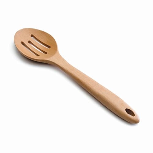 LACOR 68176 - Cuchara Perforada Brun 30cm Madera - Utensilio de Cocina | En madera natural, para servir y cocinar con comodidad; ideal para cocina profesional y uso diario en casa, para el día a día