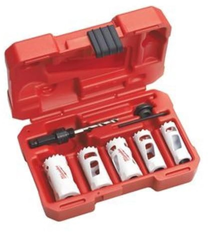 Estuche de 7 piezas 19, 22, 25, 29, 32mm 1x Adaptador 14-30mm Espaciador y adaptador 2x Broca piloto Llave allen