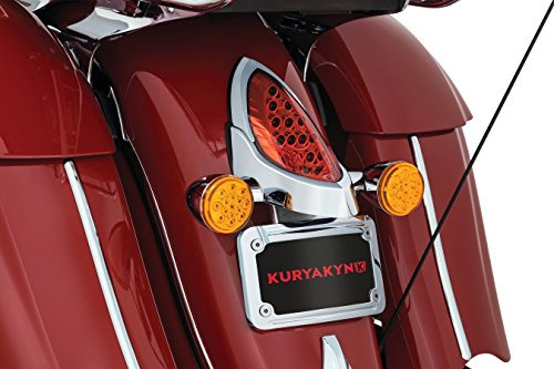 Kuryakyn 5699 Motorcycle Accent Accessory: Curved License Plate Mount Holder and Frame with LED Illumination Lighting for 2014-19 Indian Motorcycles, Chrome