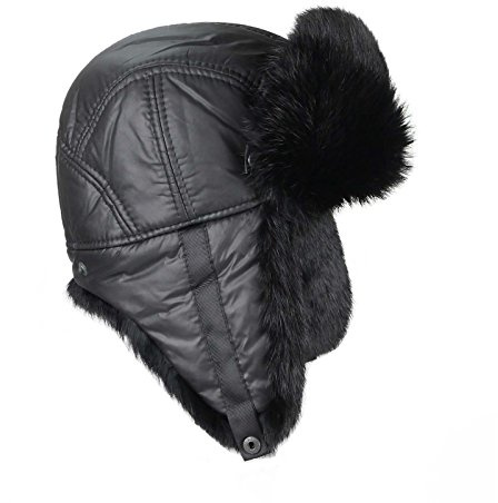 OBC Herren Kaninchen MÜTZE Pelzmütze Fellmütze USCHANKA Fliegermütze Aviator Bombermütze Polarmütze Wintermütze Skimütze Hut Fox