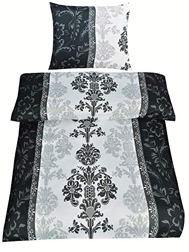 daspasstgut 2tlg Microfaser Bettwäsche 155x220cm + 80x80cm Übergröße Top detailiertes Motiv Klassisch & Elegant in Anthrazit Weiß Braun Beige NEU mit RV