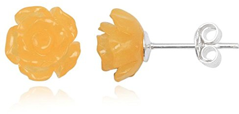 EYS JEWELRY Ohrstecker Damen Rosen-Blüte Blume 925 Sterling Silber Koralle gelb Damen-Ohrringe