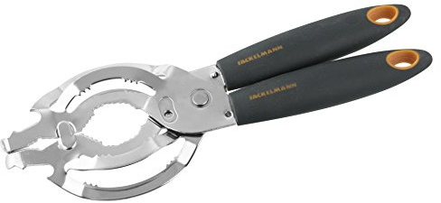 Fackelmann Gläseröffner SOFT, Schraubdeckelöffner, Drehverschlussöffner mit rutschfestem, ergonomischem Griff (Farbe: Orange/Grau), Menge: 1 Stück