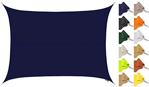 Kookaburra 4m x 3m Rectangle Water Resistant Garden Patio Sun Shade Sail Canopy 96.5% UV Block with Free Rope (Blue)