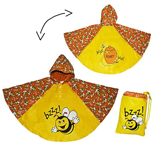 alles-meine.de GmbH Regenponcho/Regencape - Biene - Gr. 104-110 - 116-122 - 128 - circa 3 bis 6 Jahre - für Kinder - Jungen Mädchen Bienen Fahrrad/Regen Poncho - Regenman..