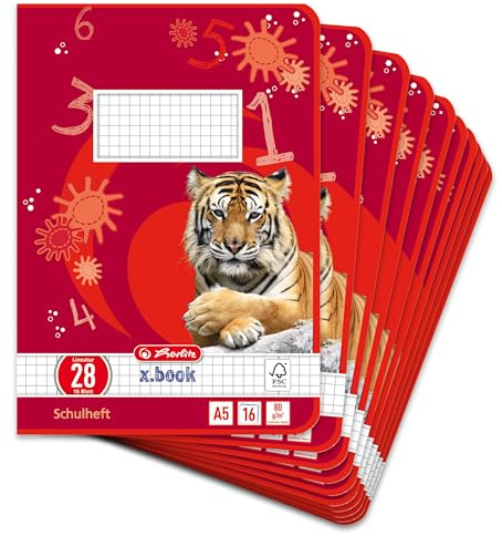 Herlitz 11322625 häfte A5, linjerat 28 (rutig med 2 kanter), 16 ark, FSC Mix, 10 stycken