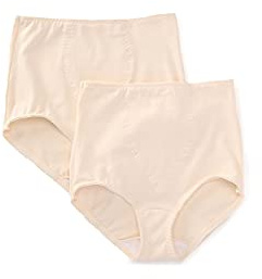 Bali womens Cotton Light Control Dfx037 2-pack shapewear briefs, Porcelain/Porcelain, 3X-Large Plus