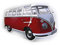 BRISA VW Collection - Volkswagen Wand-Werkstatt-Uhr-Zeitanzeiger-Clock-Zeitmesser im T1 Bus Design (Classic Bus/Rot)