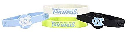Aminco Unisex Adult Officially Licensed NCAA North Carolina Silicone Bracelet (4-Pack), Team Colors