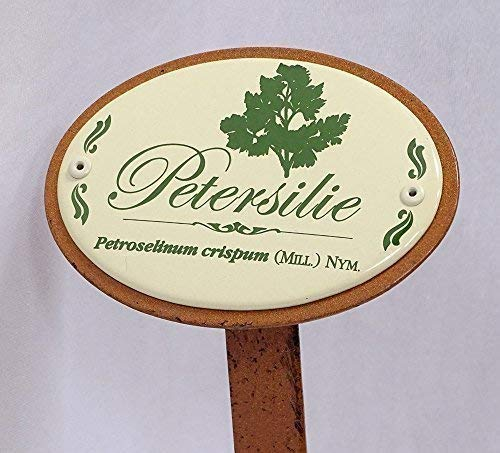 linoows Kräuterschild Kräuterstecker Emaille, Petersilie, Erdspieß 30 cm