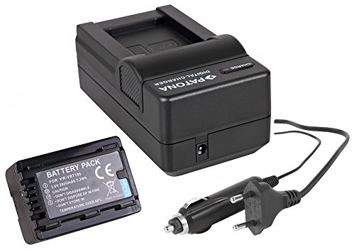 3in1-SET für die Panasonic HC-V777EG und HC-V380EG Camcorder - PREMIUM Akku kompatibel mit Panasonic VBT190 (2020mAh) + Schnell-Ladegerät mit Kfz-Lader (12V) inkl. PATONA Displaypad