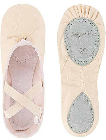 tanzmuster Ballettschuhe Mädchen und Damen - Charlie - Geteilte Ledersohle - Ballettschläppchen für Kinder und Erwachsene - Tanzschuhe fürs Ballett