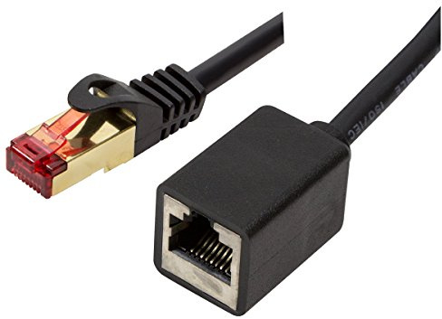 BIGtec 3m LAN Kabel Verlängerung Ethernet Kabel RJ45 Kupplung Adapter Stecker - Buchse schwarz vergoldet Patchkabel Netzwerkkabel Verlängerungskabel kompatibel mit CAT.7 CAT.6 CAT.6a CAT.5 CAT.5e