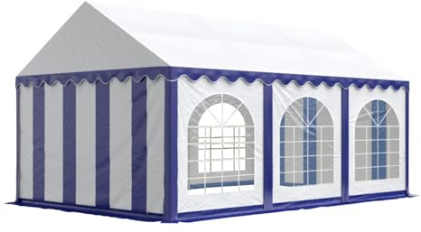 3x6 mTendone per feste PREMIUM PVC blu-bianco 100% impermeabile Gazebo da giardino Tendone da esterno Tenda party
