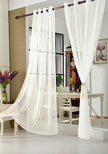 WOLTU Vorhänge Gardinen mit Ösen Transparente Stores Gardinen aus Voile Durchsichtige Ösenvorhänge Fensterschal für Wohnzimmer Schlafzimmer Kinderzimmer, Creme 140x245 cm (1 Stück)