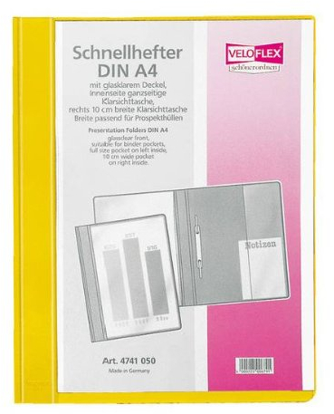 Schnellhefter A4 PVC 180my Veloform gelb, 10 Stück