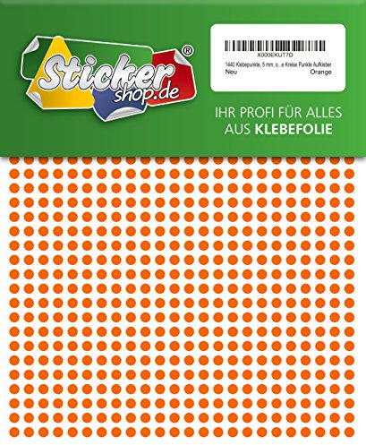 1440 Klebepunkte, 5 mm, orange, aus PVC Folie, wetterfest, Markierungspunkte Kreise Punkte Aufkleber