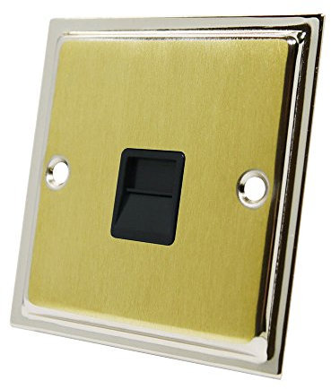 Slimline Duo satinato in ottone cromato lucido presa inserto nero – Telefono master bt presa per primario